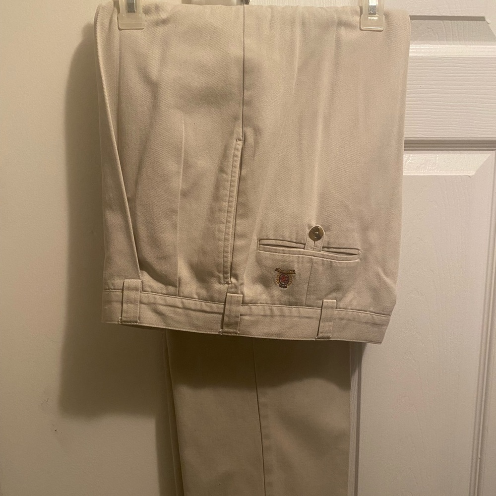 Tommy Hilfiger Vintage 90’s Logo Men's Cream Polyester Dress Pants